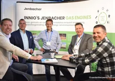 Wigand Wildenborg, Ronald Hijdra and Jurgen Soutjesdijk of Jenbacher, with visitors at the table.